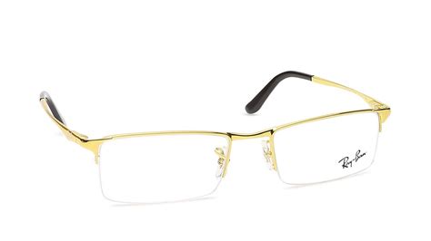 gold rectangle semi rimmed eyeglasses from rayban ® sunglasses contact lens
