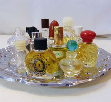 Collection Of 12 Vintage Mini Perfume Bottles Glass Parfum