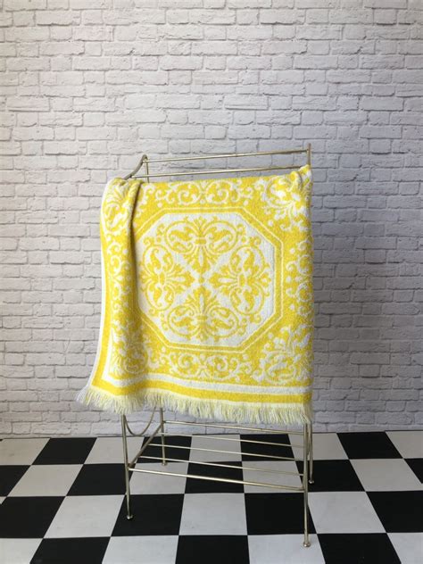 They can also be placed on the bathroom floors to avoid slips and falls. Yellow Bath Towel Baroque pattern vintage fringed ...