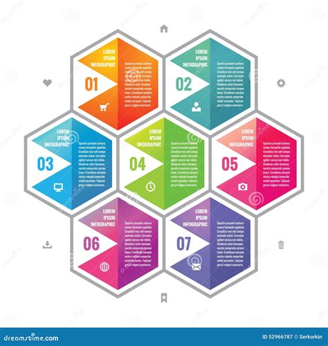 Business Infographic Concept Colored Hexagon Blocks In Flat Style