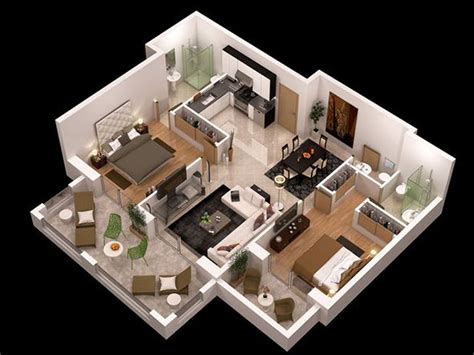 Detailed 3d Apartment House Floor Plans Model House Plan 3d House Plans