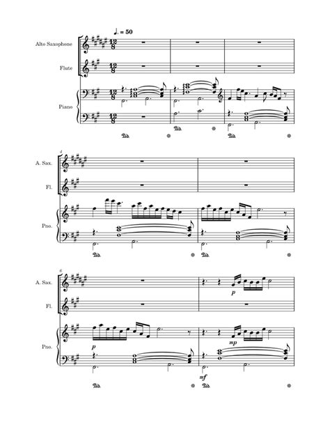 Lakeside Nocturne Sheet Music For Piano Flute Saxophone Alto Mixed