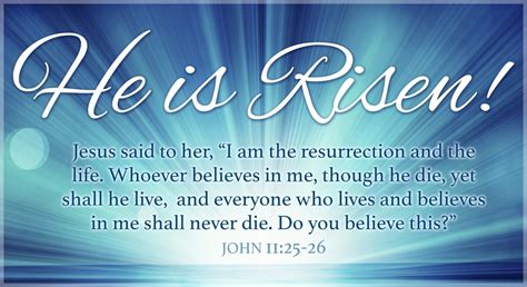 Matthew 28:6 (kjv) he is not here: He is Risen! John 11:25-26 eCard - Free Easter Cards Online