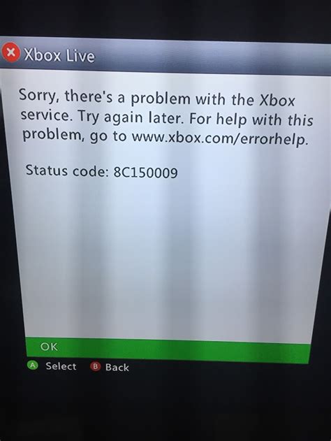 Error 8c150009 Occurs When Opening Account Management On Xbox 360