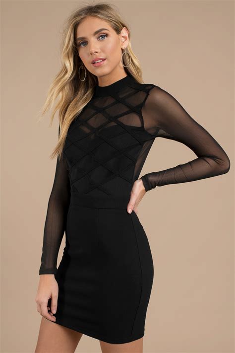 webdesignoswestry black mesh sleeve cocktail dress
