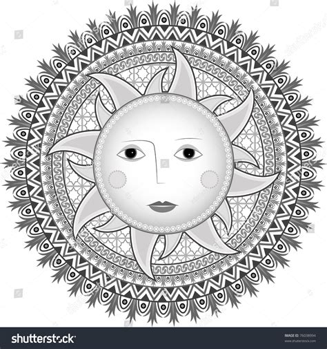 Symbol Of The Sun In Ethnic Russian Style A Vector 76038994