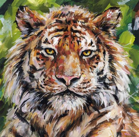 Closeuse Du Museau Du Tigre Du Bengale Carte De Peinture Acrylique
