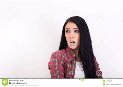 Terrified Expression On Girl S Face Stock Image - Image of ...