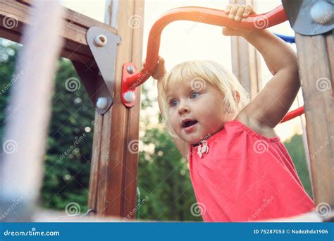 Little Girl Playing On Monkey Bars Kids Sport Stock Image Image Of