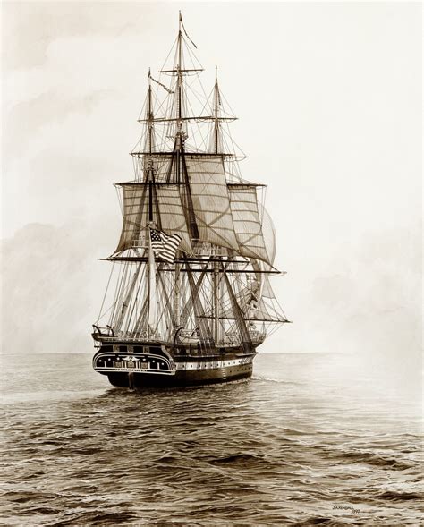 Old Ironsides Sail 200 11 X 14 Print Matted Sailing Uss