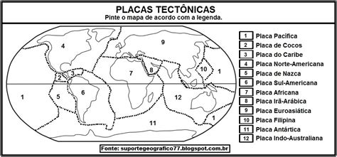 PLACAS TECTÔNICAS PARA COLORIR Suporte Geográfico