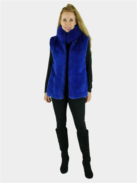 Royal Blue Mink Fur Vest Womens Osfa Estate Furs