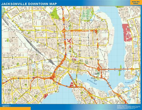 Jacksonville Downtown Map Wall Maps Of He World