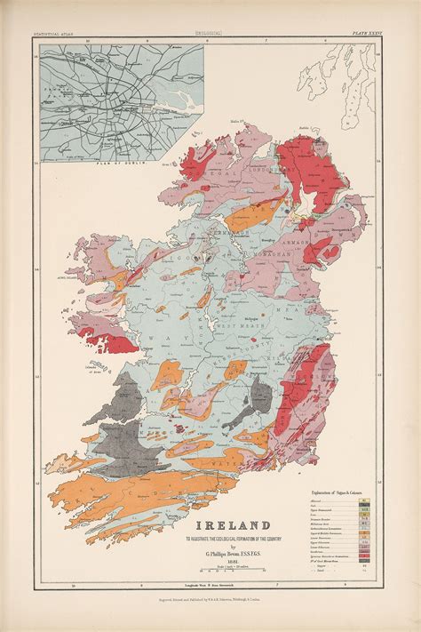 Ireland Geological Map Published In 1881 Etsy