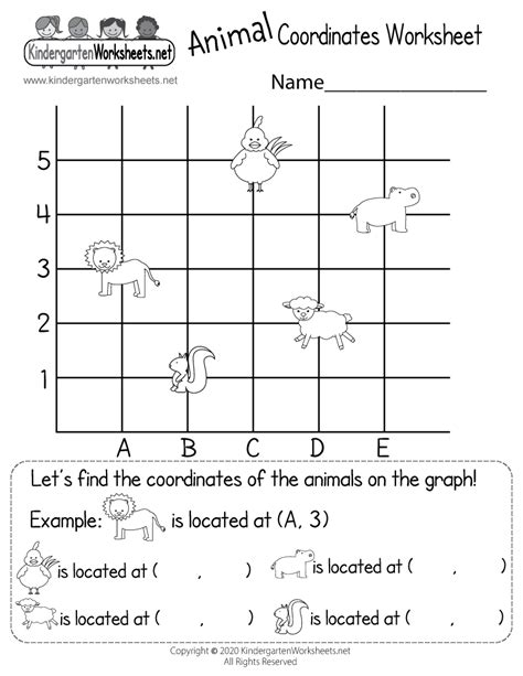 free printable coordinate graph worksheet for kindergarten