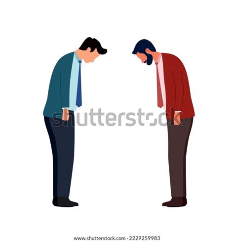 Two Guys Bowing Head Greeting Thankful Stock Vector Royalty Free