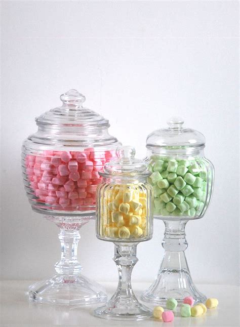 Candy Bar Glass Apothecary Jars Set Of 3 Shabby Chic Candy Pedestals Candy Bar Jars Country