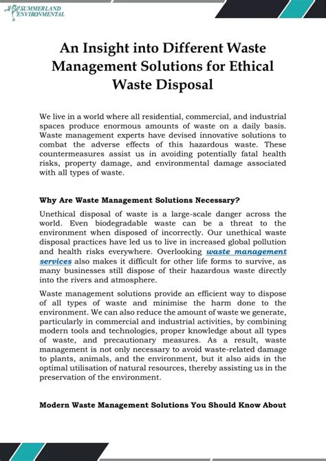 Ppt An Insight Into Different Waste Management Solutions For Ethical