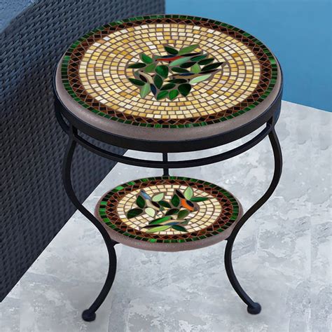 Finch Mosaic Side Table Tiered Knf Designs Iron Accents
