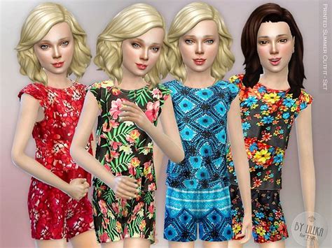 The Sims Resource Printed Summer Outfit Set • Sims 4 Downloads