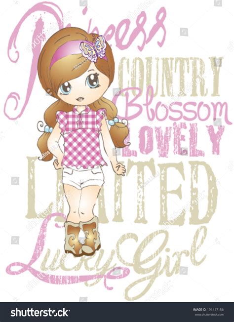 Cute Country Girl Stock Vector Illustration 191417156 Shutterstock