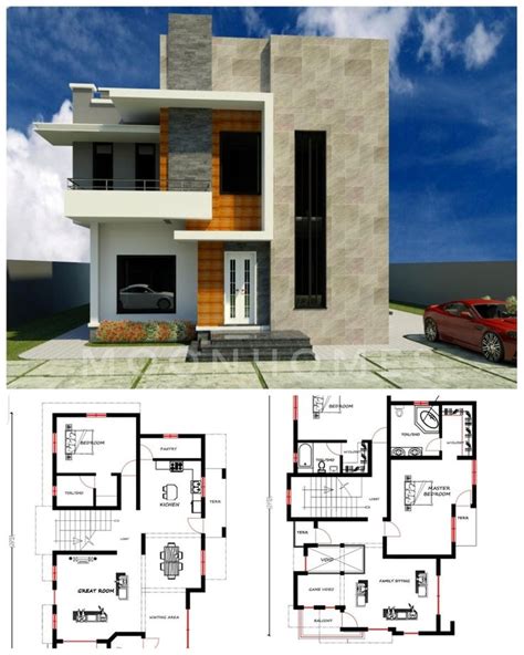 Duplex house plans & designs. 3 bedroom duplex house plan, modern home design, house ...