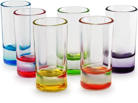 Circleware 42797 Paradise Shot Glasses Set Of 6 Assorted Color Bottoms Limited Edition