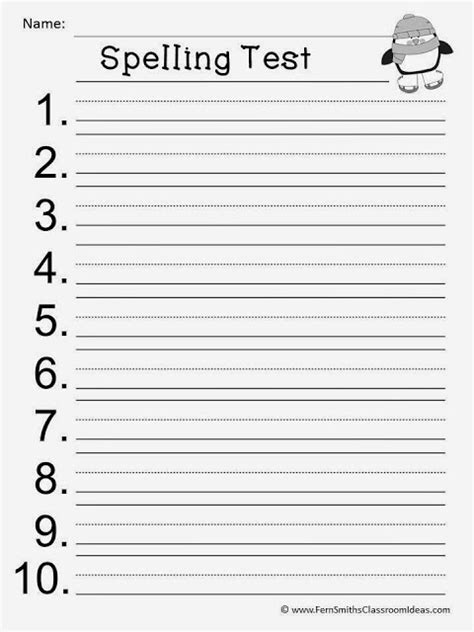 10 Printable Blank Spelling Worksheets