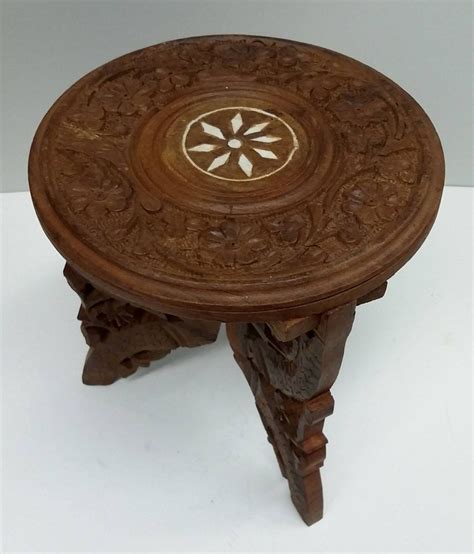 Antique Hand Carved Display Table Stand India Sandalwood Etsy Hand Carved Antiques Carving