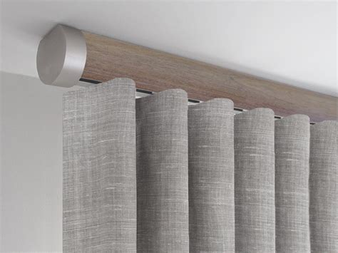 Specialist Tracked Weathered Oak Curtain Pole Mounted Flush To Ceiling