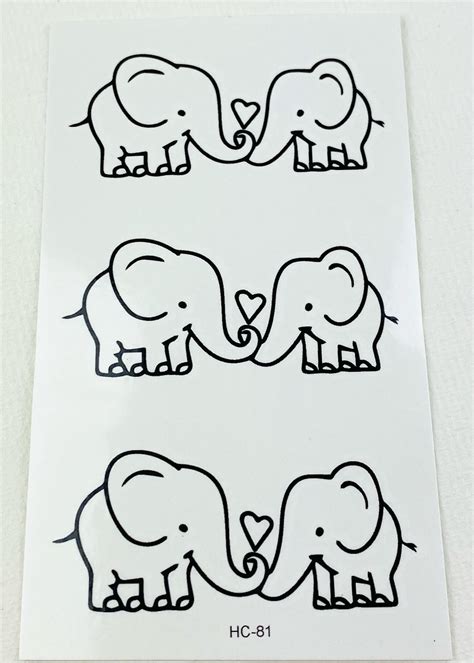 elephant tattoos temporary tattoos with elephants in love etsy