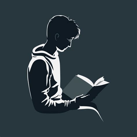 Minimalist Young Man Reader Vector Illustration Holding A Book With