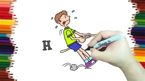 Dibujando un NIÑO HALANDO Dibujos con la H Dibubaron Speed