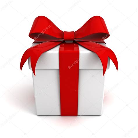 T Box With Red Ribbon Bow Isolated Over White Background Stock My