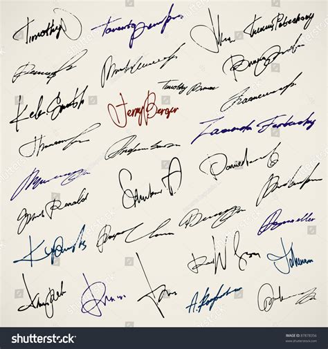 Personal Signature. Set Of Autographs Stock Vector Illustration ...