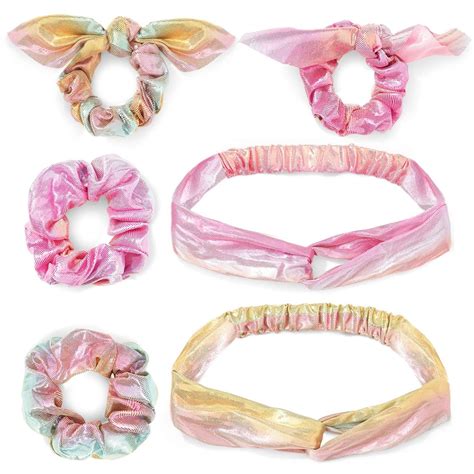 We know it can be hard to find hair accessories for fine hair. 6-Pack Cute Metallic Rainbow Scrunchies and Twist ...