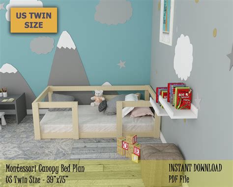 If you like the rustic design, this will be a super easy bed frame to make and very durable. Montessori Canopy Bed Plan, Twin Bed Frame, Easy and ...