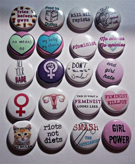20 Feminist Pride Buttons For 15 On Etsy Feminist Pins Feminist Pin And Patches