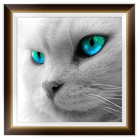 Diy 5d Diamonds Embroidery Animal Cat Full Round Diamond Painting Cross