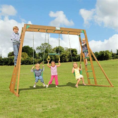 Creative Playthings Top Ladder Swing Set Residential Wood Playset At