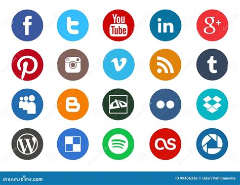 Round Social Media Icon Collection Editorial Photo Illustration Of