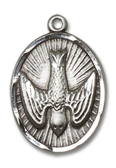 Holy Spirit Medal Sterling Silver Oval Pendant 2 Sizes