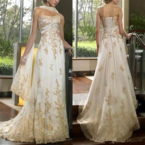 Luxury Gold Lace Applique Wedding Gown Dresses With Wrap 2022 Vintage Sweetheart Gothic Lace Up