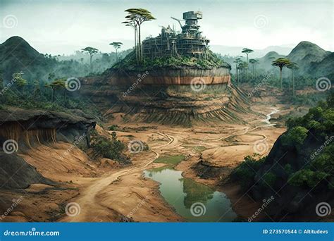 Landscape Deforestation Concept Banner Cartoon Style Vector