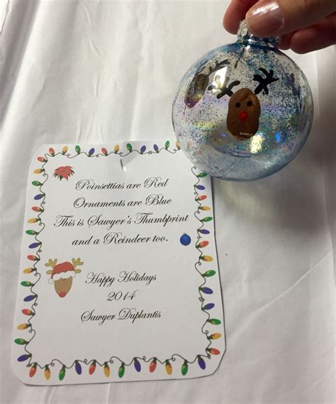 Reindeer Thumbprint Ornaments With Poem For Teachers Classroom
