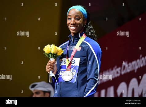 Keni Harrison Aka Kendra Harrison Usa Poses With Silver Medal After Placing Second In The