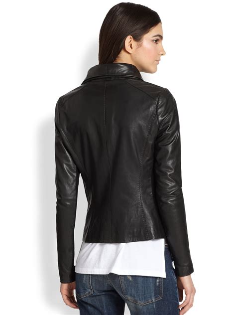Lyst Vince Leather Scuba Jacket In Black