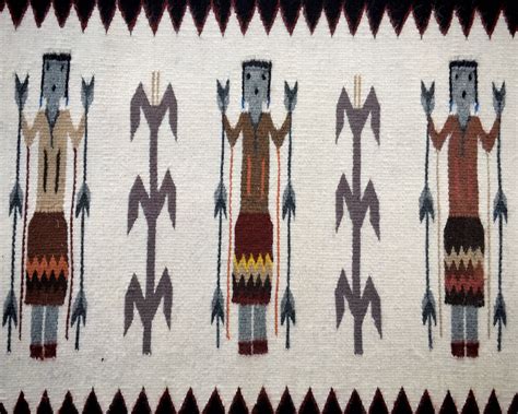 25 Ft X 16 Ft Navajo Three Figure Yei Pictorial Rug Wall Hanging