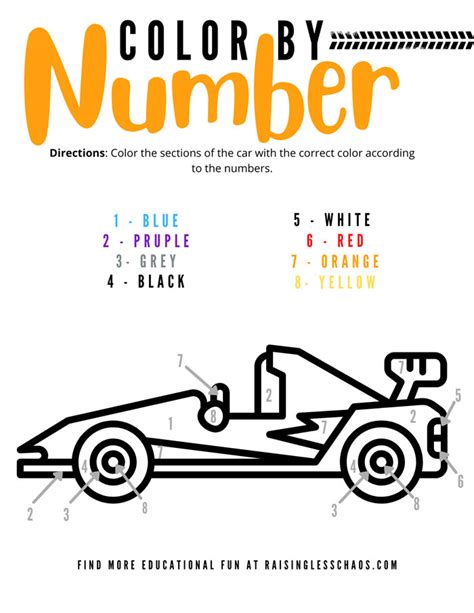 Color By Number With Cars Raising Less Chaos Store