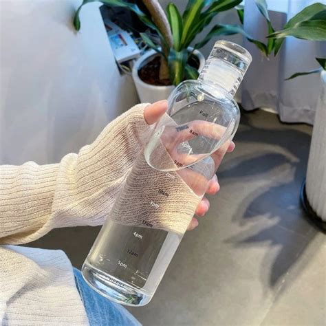 Aesthetic Clear Glass Bottle Transparent Cute Water Bottle Etsy